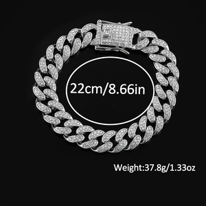 Ensemble de montre et de bijoux pour <span class=keywords><strong>homme</strong></span> tendance, 3 pièces, montre en alliage avec cadran en strass, calendrier, collier, bracelet, cadeau pour <span class=keywords><strong>homme</strong></span> - Product Image 4