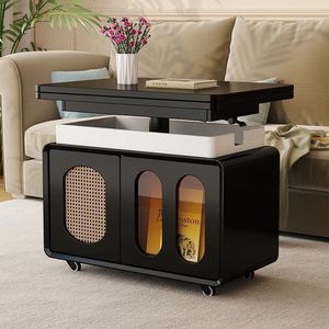 Wan Yusen Solid Wood <b>Coffee</b> <b>Table</b> Movable Height Adjustable Folding Storage Living Room Side <b>Table</b> With Wheels - Product Image 4