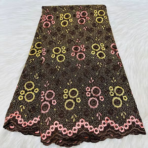 Tissu en dentelle <span class=keywords><strong>suisse</strong></span> de voile de coton sec autrichien de qualité supérieure, couleur bleu, avec pierres, tissu en dentelle nigériane pour la couture - Product Image 1