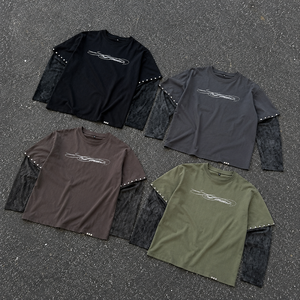 <span class=keywords><strong>T</strong></span>-<span class=keywords><strong>shirt</strong></span> Homme Coupe Slim Manches Longues Coton Qualité Supérieure 300GSM Motif Vente en Gros Taille M <span class=keywords><strong>T</strong></span>-shirts - Product Image 3