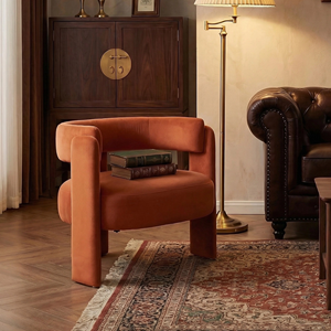 Poltrona Moderna in Velluto Arancione, Sedia Singola Imbottita di <span class=keywords><strong>Design</strong></span> per <span class=keywords><strong>Soggiorno</strong></span>, Camera da Letto o Ufficio - Product Image 6