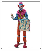 Clown animatronique en forme de crème glacée pour décoration d'Halloween, avec yeux lumineux à induction infrarouge, mouvements dynamiques, pour extérieur, jardin, maison hantée