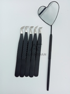Professional Eyelash Extension Tweezers <b>Black</b> Matte 45 65 90 Degree <b>Boot</b> Sustainable Stainless Steel Volume <b>Boot</b> Lash Tweezer - Product Image 2