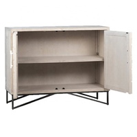 Buffet de rangement en bois de style Mid-Century Modern pour salon, meuble de rangement domestique avec base en fer