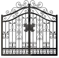 Porte battante extérieure au design minimaliste français, avec gravure ajourée, fonctionnement automatisé, en fer forgé, anti-corrosion, durable et personnalisable