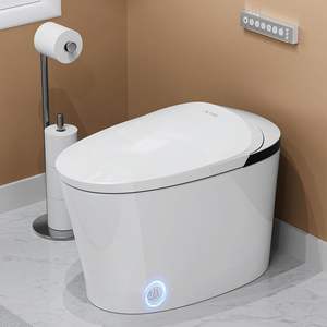 Toilette intelligente blanche moderne avec siège chauffant, <span class=keywords><strong>pompe</strong></span> d'appoint assistée, chasse d'eau chaude, sécheur d'air, désodorisation pour salles de bain - Product Image 1