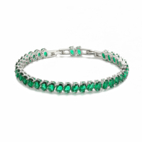 Bracelet Tendance Ovale Multicolore en Zircon, Maillons à Quatre Griffes en Laiton, Bracelet en Zircon Cubique 5A avec Fermoir Montre, Bracelet Personnalisé