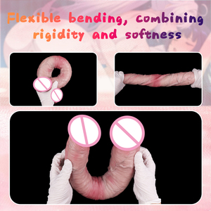 Masseur anal à double tête de 19,29 pouces pour couple, lesbiennes, en silicone réutilisable, dilatateur anal vaginal, jouet intime pour adultes - Product Image 4