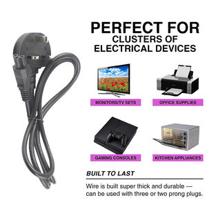 สายเคเบิลดอกไม้สำหรับแล็ปท็อปของแท้ปลั๊กเเบบโคลเวอร์สีดำ Cloverleaf อุปกรณ์สำหรับสหราชอาณาจักร BSI 3ขาไป C5 IEC - Product Image 2