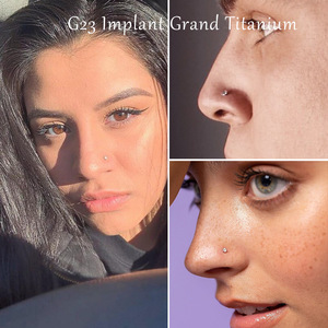 Piercing de nez en titane G23 avec zircon cubique 5A serti à griffes, hypoallergénique, en forme de L et courbé, bijoux de piercing pour hommes et femmes, vente en gros - Product Image 3