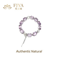 Pulsera Clásica de Cuentas Irregulares de Amatista Natural y Cuarzo Transparente con Colgante de Borla de Girasol, Certificada por Terceros, de Lujo y Curativa