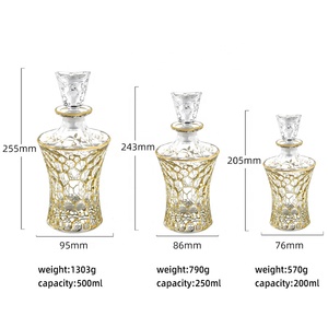 <span class=keywords><strong>Carafe</strong></span> à <span class=keywords><strong>whisky</strong></span> N38 en verre <span class=keywords><strong>cristal</strong></span> craquelé, faite à la main, avec bouchon élégant et finition dorée, en forme de sablier - Product Image 6