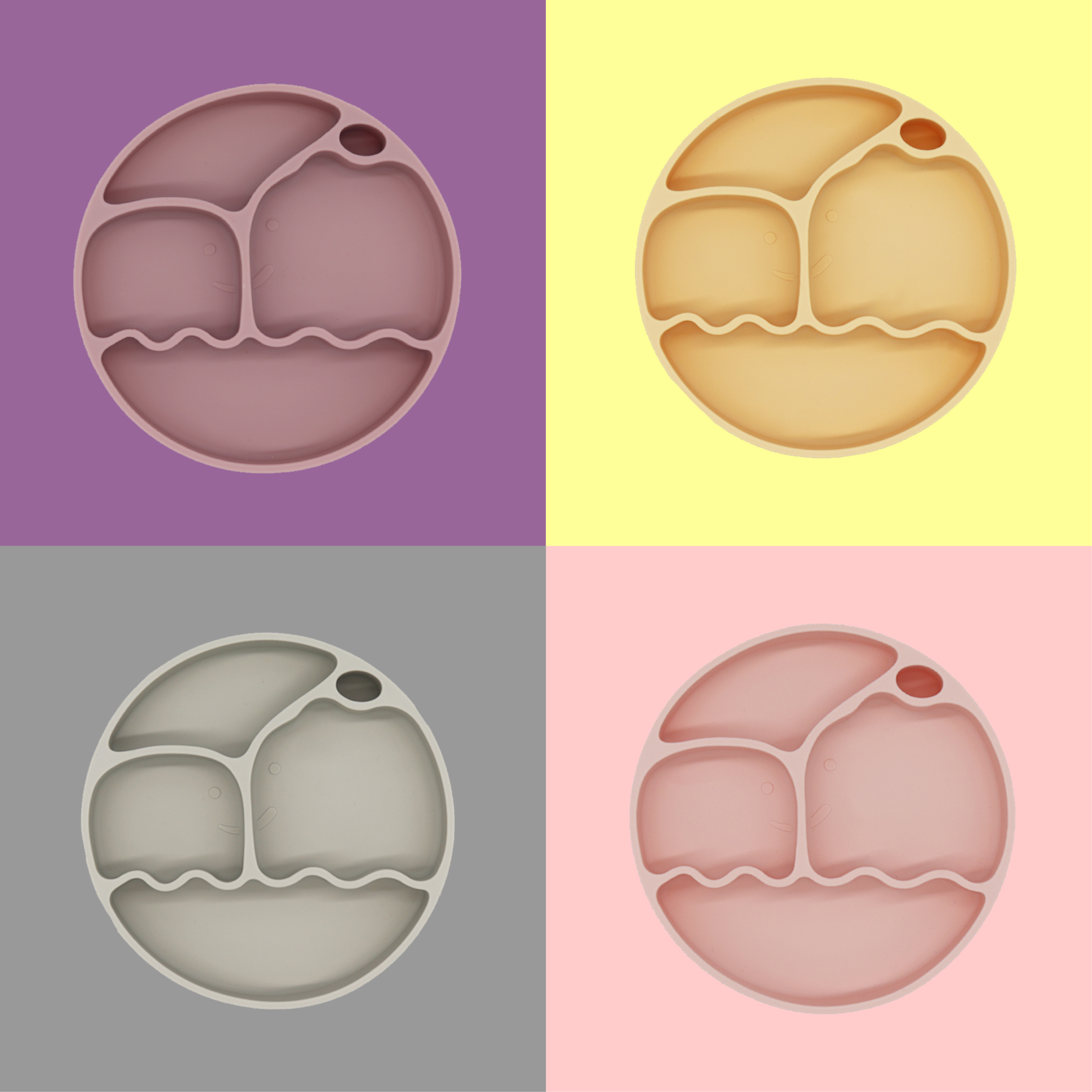 Silicone Plate Teether Kit Chooseable Teething Toy Silicone Suction Feeding Plates