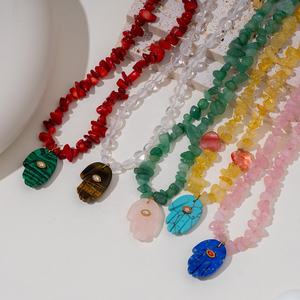 Collar de Cuarzo Rosa en Grava, Piedras Naturales, Cuentas de Gemas, Gargantilla con Colgante de Mano para Mujer - Product Image 4