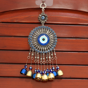 Petit Tournesol Evil Eyes Carillon éolien Verre Bleu Œil du Diable Cloche Pendentif Art Déco Design pour Maison Porte Fenêtre Tenture Murale Décor - Product Image 3