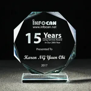 MH-NJ00687 Fabrik Großhandel Souvenir Geschenk Octagon Crystal Glass Trophy Award Trophy
