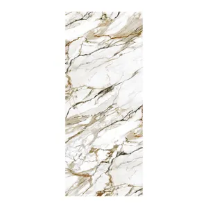 1200x3600mm buon prezzo pietra da parete artificiale per interni 3 mm lastre di pietra sinterizzata bianca dorata Super sottile