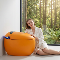 Nouvelle Conception – WC Intelligent Coloré à Poser au Sol, Céramique Noire, Siège Chauffant, Double Chasse d'Eau, Siphon en S Inclus