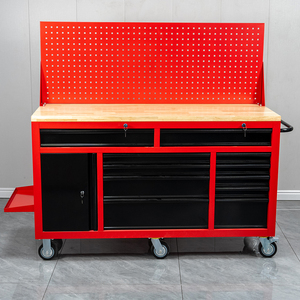 Carrito de Herramientas Móvil de Metal con 11 Cajones, Banco de Trabajo con Ruedas <span class=keywords><strong>para</strong></span> Garaje, con 6 Ruedas y 1 Puerta - Product Image 1