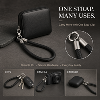 Dragonne multifonction en cuir PU avec mousqueton pivotant pour téléphone, porte-clés, breloque de sac, support de jouet en peluche, étiquette personnalisée