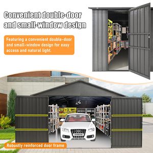 366x762cm extérieur robuste <span class=keywords><strong>garage</strong></span> en métal hangar verrouillable double portes à charnières extra large abri de <span class=keywords><strong>voiture</strong></span> pour voitures camions équipement de pelouse - Product Image 4