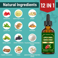Formule à base de plantes certifiée GMP OEM/ODM sous marque privée, 12-en-1, gouttes liquides liposomales de berbérine pour MetaboBoost et amélioration digestive