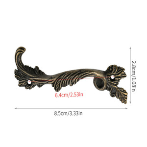 Maniglie di mobili antichi foglie <span class=keywords><strong>a</strong></span> strisce intagliate maniglie del cassetto porta scatola per gioielli armadietto bronzo tira armadio legno - Product Image 6