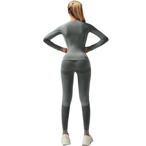 ชุดเสื้อแจ็กเก็ตและเลกกิ้งไร้รอยต่อสำหรับผู้หญิงชุดเล่นโยคะขนาดพิเศษชุดออกกำลังกายในยิมสำหรับผู้หญิงโลโก้ตามสั่ง - Product Image 3