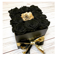 Boîtes de fleurs éternelles personnalisées en or et noir, roses préservées enchantées, durables 3-5 ans, faites à la main, pour la fête des mères, la remise des diplômes, Noël