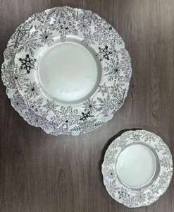 Assiettes de présentation en verre de haute qualité, motif neige de Noël blanc, pour mariages et décoration intérieure, technique gravée - Product Image 4