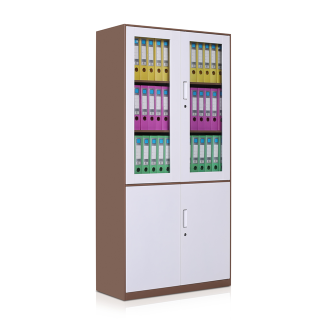 Высококачественная стеклянная книжная полка, офисный металлический шкаф для хранения файлов, металлическая дверь шкафа, железный стальной шкаф для файлов, 2 шкафчика