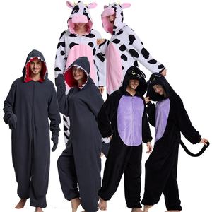 Bulk <strong>Men</strong> Women's Family Matching Animal <strong>Onesie</strong> Hooded Thermal Front 100% Polyester Flannel/Sherpa Pajamas Christmas Party - Product Image 4