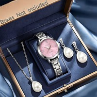 Nouvelle mode, collier avec pendentif en perles pour femmes, montre à quartz minimaliste rétro tendance, ensemble de boucles d'oreilles CD6802
