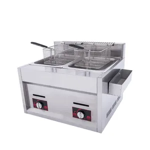 Fritadeira dupla-tanque de gás para cozinha, equipamento de cozinha