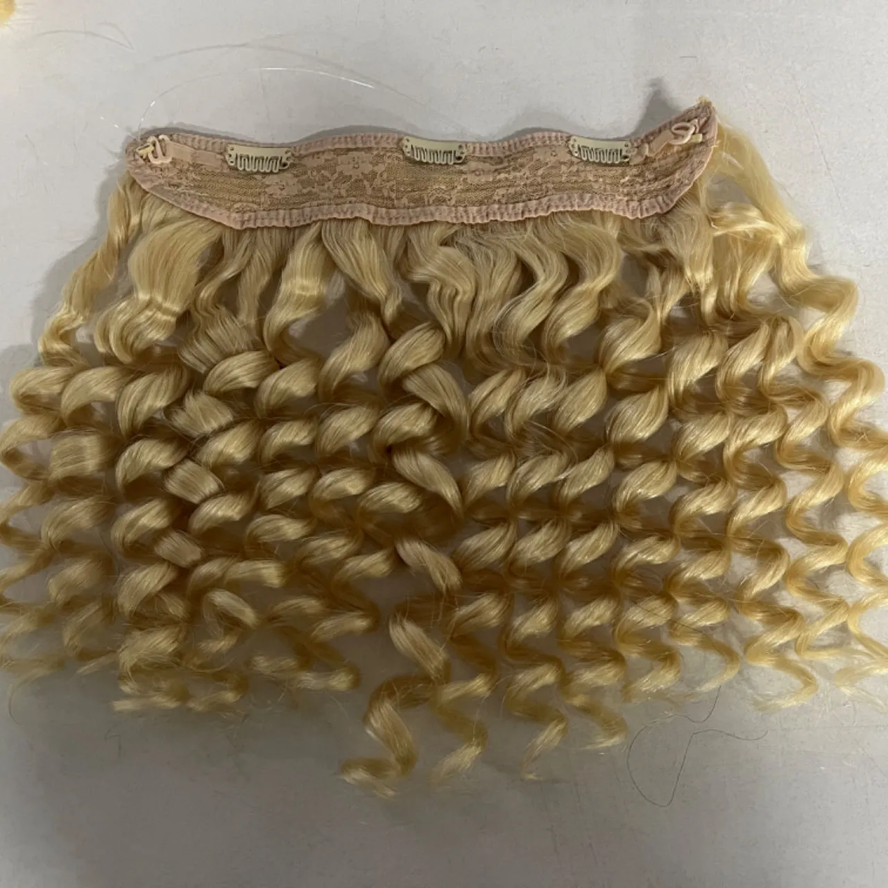 Extensão de cabelo remy com clipe de uma peça, mão completa #613 de 10 a 30 polegadas, 100g/peça, linha de peixe transparente, extensão de cabelo real