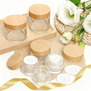 Oem Chất Lượng Cao Cho Thực Phẩm Nước Giải Khát Nước Trái Cây Kem Mật Ong Lưu Trữ 5G 10G 15G 20G 30G 50G 100G Mỹ Phẩm Lọ Thủy Tinh Với Nắp Bằng Gỗ - Product Image 5