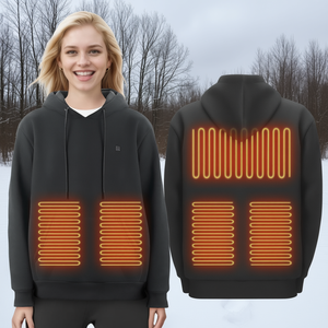 Heated Hoodie Sweatshirt L Size Black Battery Operated Winter Fleece <b>Pullover</b> for <b>Men</b> Women Unisex Outdoor Wear - Product Image 2