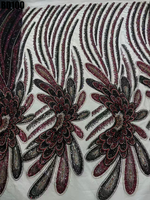 Tissu en dentelle perlée à plumes de paon, résistant et exclusif, tissu brodé en maille et sequins pour les mariages et les fêtes