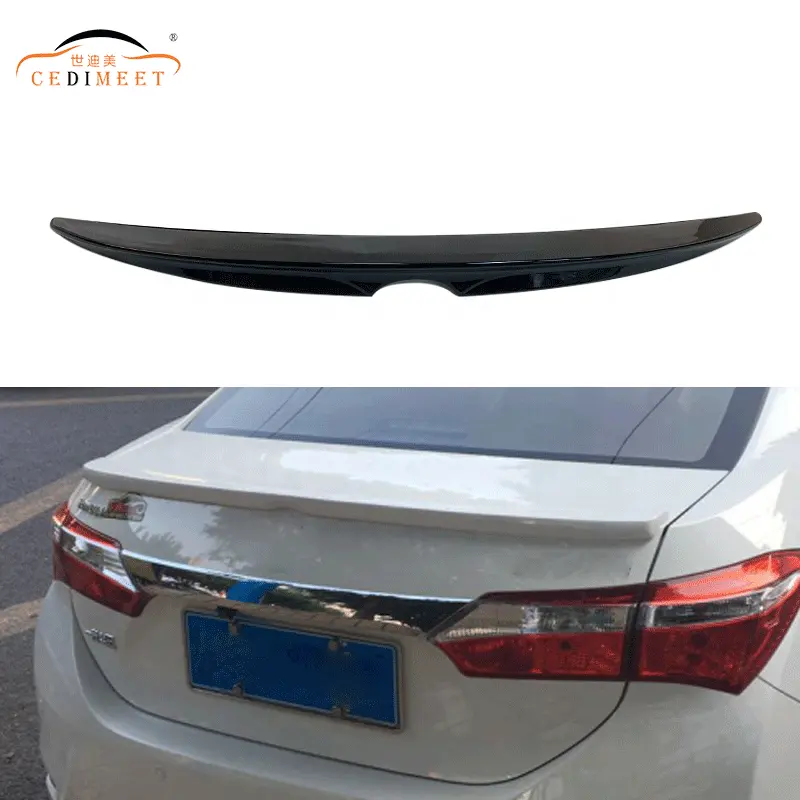 Acessórios para o exterior do carro, peças de plástico ABS preto brilhante, estilo EUA B, porta-malas, spoiler traseiro para Corolla