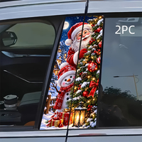 Autocollant de Noël Père Noël et Bonhomme de Neige pour montant B de voiture, décoration de colonne centrale de fenêtre de voiture pour les fêtes d'hiver, en PVC imperméable