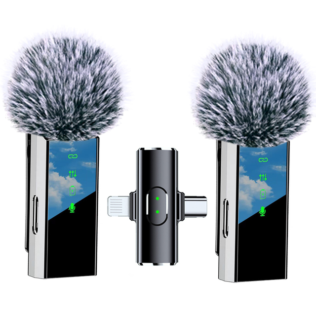 Portable Mini 2.4G Wireless Microphone with Speaker, Noise Canceling Lavalier MIC for Video Recording, Content Creator