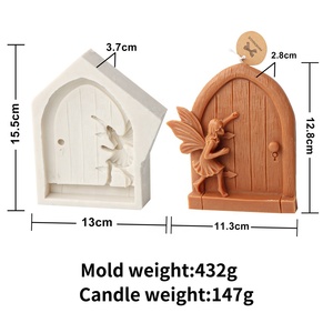 Moule en silicone rétro pour bougie en forme de porte avec fée miniature, outils de décoration de gâteaux Fée aux fleurs, moule à chocolat - Product Image 6