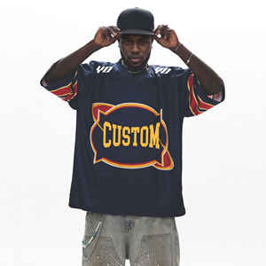 Vネックサッカーブランクメーカーラグビー特大野球昇華ボクシーメッシュ男性用ストリートウェアTシャツカスタムジャージー - Product Image 3