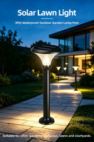 Lampe solaire LED moderne IP65 pour jardin, contrôle automatique/programmable, étanche, pour l'aménagement extérieur de villas, cours, parcs et allées.