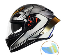 Casque de moto intégral en fibre de carbone, visière transparente noire or thé, tailles M-XXL, logo personnalisé, casque à double visière, casque en carbone 12K
