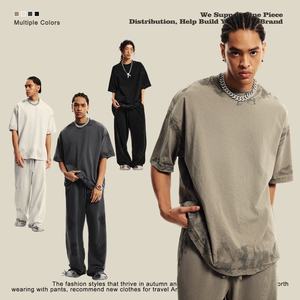 Camiseta de Algodón Oversized para Hombre al por Mayor 305g de Alto Gramaje a la Moda Holgada de Manga Corta para Hombre - Product Image 2