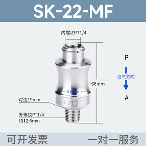 Vanne à glissière manuelle en acier inoxydable pneumatique 304HSV08/10, vanne d'échappement à poussée-tirage SK-22/33-MF - Product Image 3