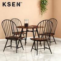 Table à manger ronde en bois avec chaise noire salée de luxe pour 4 pour restaurant hôtel ou salon TC0129