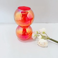 Vase en verre borosilicaté irisé en forme de boule double Ornement de table de mariage coloré et décoration intérieure Vases à fleurs