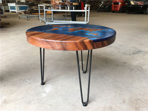 Tavolo da Pranzo Moderno di Alta Qualità con Mappa del Mondo in Legno e Piano Rotondo - Product Image 3